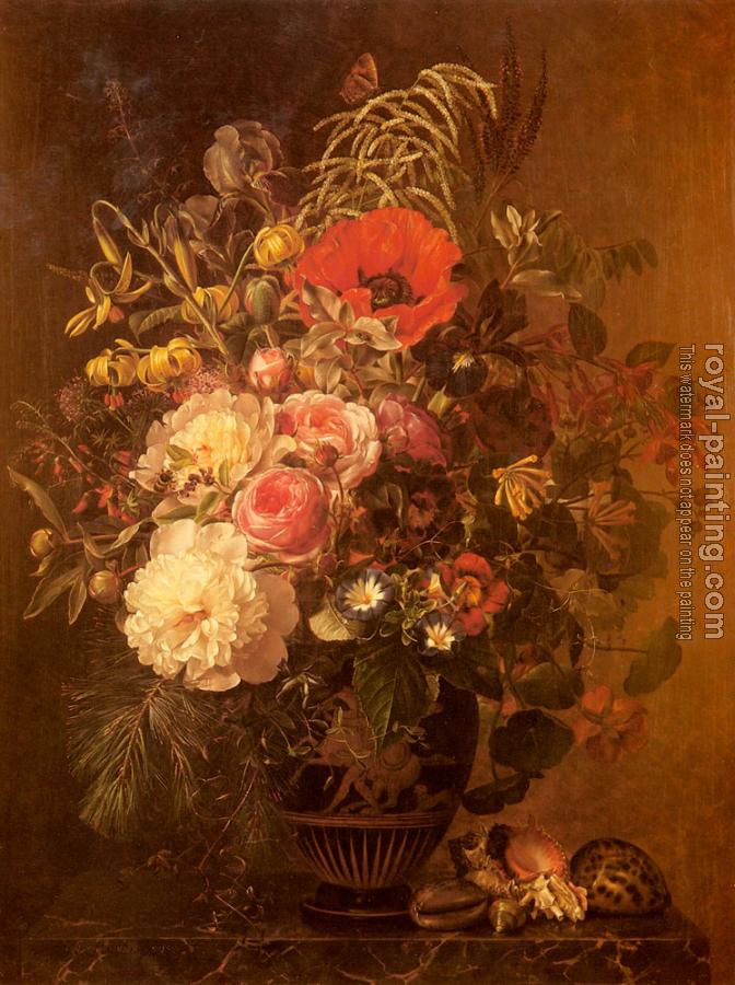 Johan Laurentz Jensen : A Still Life With Flowers In A Greek Vase